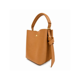 Suede Top Handle Bucket Bag, Camel