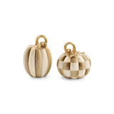Mocha Check and Stripe Petite Pumpkins, Set of 2