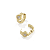 Mallory Crystal Huggie Earrings, Gold