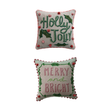 Holiday Beaded & Pom Pom Pillow
