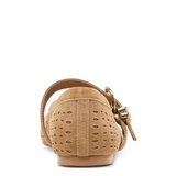 Mikela Ballet Flats Perforated Suede, Light Brown Suede