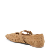 Mikela Ballet Flats Perforated Suede, Light Brown Suede