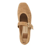 Mikela Ballet Flats Perforated Suede, Light Brown Suede