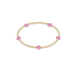 egirl Signature Cross Small 2mm Gold Bracelet - Bright Pink