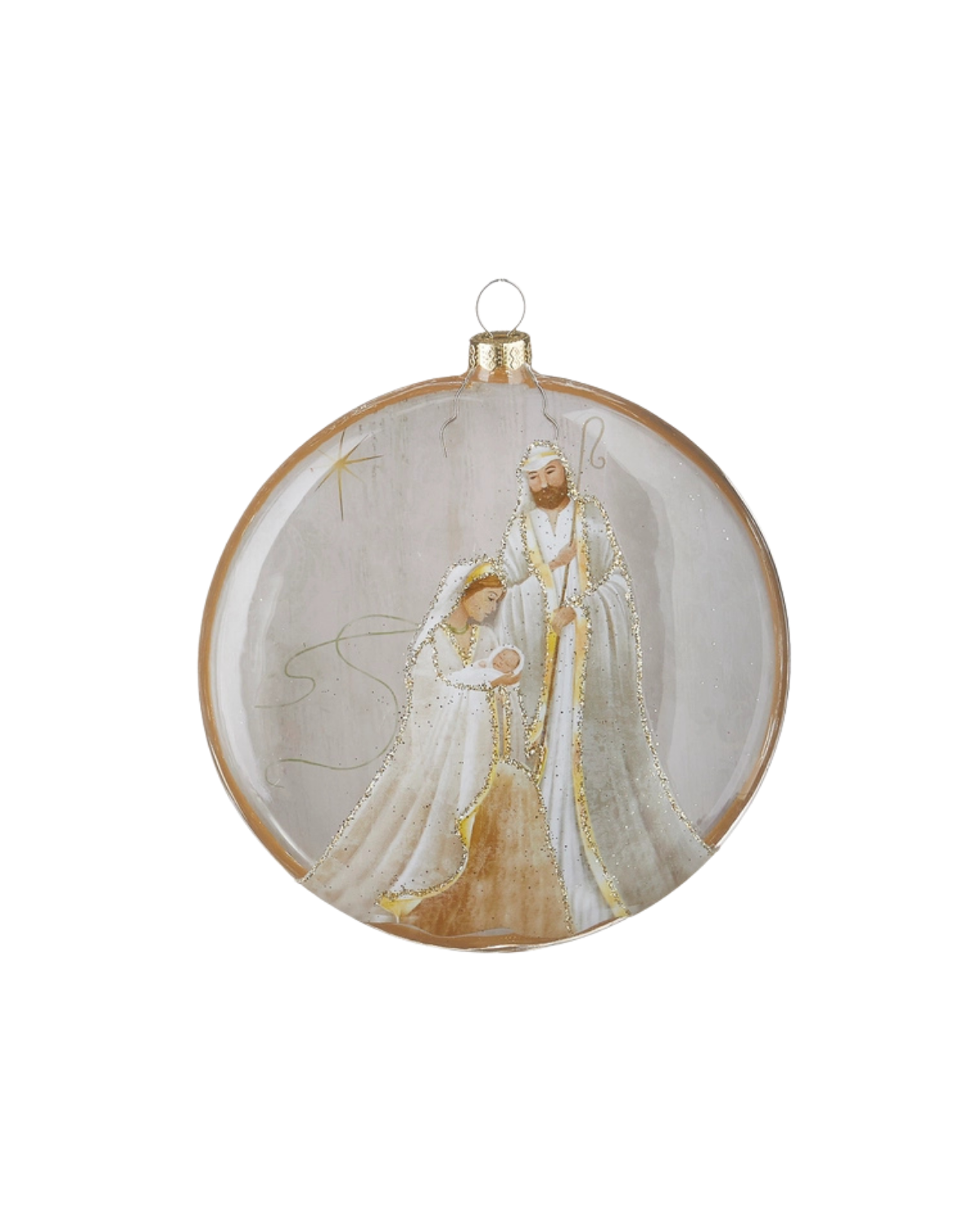5" Holy Family and Angel Disc Ornament