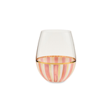 Rosy Stripe Stemless Wine Glass