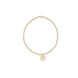 Classic Gold 2mm Bead Bracelet, Guardian Angel Small Gold Disc