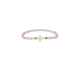 Holy Water Rose Quartz Cross Bracelet, Gold