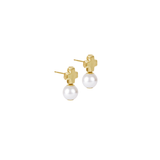 Signature Cross Small Gold Stud - Classic Pearl