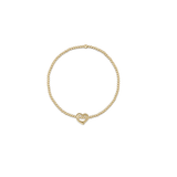 Classic Gold 2mm Bead Bracelet, Love Small Gold Charm