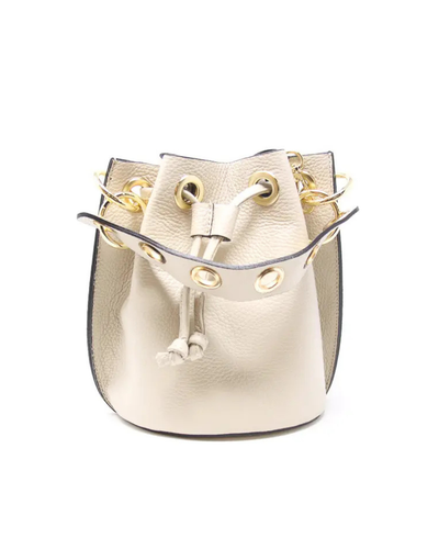 Leather Bucket Bag, Ivory