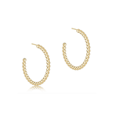 Beaded Classic 1.25" Post Hoop Earring, 3mm Gold