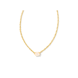 Cailin Gold Pendant Necklace, White Iridescent Crystal