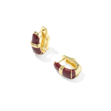 Courtney Gold Enamel Huggie Earrings, Burgundy