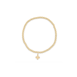 Classic Gold 3mm Bracelet, Signature Cross Gold Charm