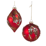 4" Pinecone Embellished Red Ornament