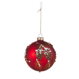 4" Pinecone Embellished Red Ornament