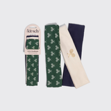 Recycled Fabric Active Headbands 3pc Set, Cream, Court Green & Navy Blue
