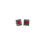 Sparkle Square Mini Post Earrings, Red