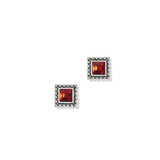 Sparkle Square Mini Post Earrings, Red