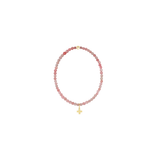 Classic Pink Opal 3mm Bracelet - Signature Cross Gold Charm