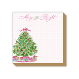 Merry Bright Christmas Tree Colorful Ornaments Luxe Notepad