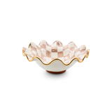 Mocha Check Ceramic Fluted Serving Bowl