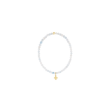 Classic Aquamarine 3mm Bracelet - Signature Cross Gold Charm