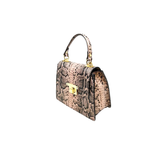 Leather Croc Embossed Top Handle Bag