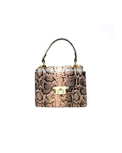 Leather Croc Embossed Top Handle Bag