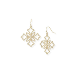 Heirloom Cross Drop Earrings, Gold