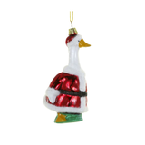 Porch Goose Santa Ornament