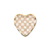 Mocha Check Ceramic Heart Plate