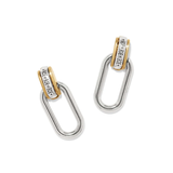 Mosaic Two Tone Post Drop Earrings