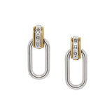 Mosaic Two Tone Post Drop Earrings