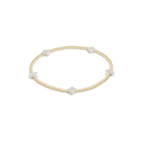 Signature Cross Small Gold Pattern 2mm Bead Bracelet, Off White