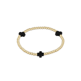 enewton Extends Signature Cross Gold Pattern 3mm Bead Bracelet, Onyx