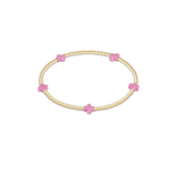 Signature Cross Small Gold Pattern 2mm Bead Bracelet, Bright Pink
