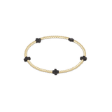Signature Cross Small Gold Pattern 2mm Bead Bracelet, Onyx