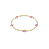 Signature Cross Small Gold Pattern 2mm Bead Bracelet, Pink