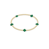 Signature Cross Small Gold Pattern 2mm Bead Bracelet, Emerald