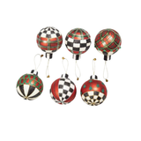 Tartan Glass Large Ball Ornaments (Set of 6)