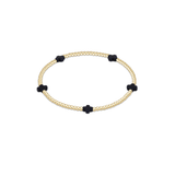 Signature Cross Small Gold Pattern 2mm Bead Bracelet - Navy
