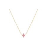 16" Necklace Gold Signature Cross Small, Pink