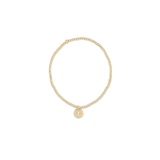 Classic Gold 2mm Bead Bracelet, Blessed Small Gold Disc