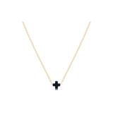 16" Necklace Gold Signature Cross Small, Navy