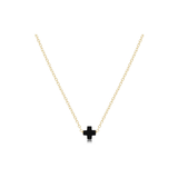 16" Necklace Gold Signature Cross Small, Onyx