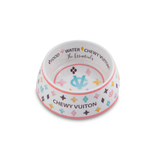 White Chewy Vuiton Dog Bowl
