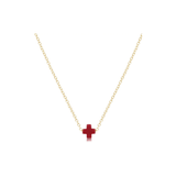 16" Necklace Gold Signature Cross Small, Red
