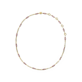 Courtney Gold Enamel Link and Chain Necklace, Burgundy
